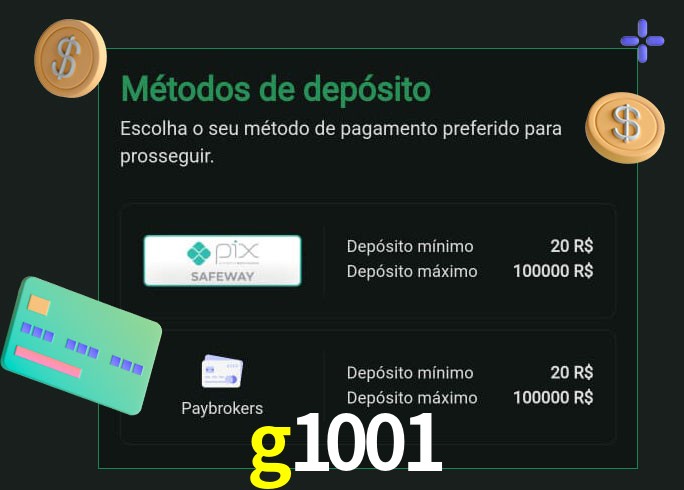 O cassino g1001 oferece uma grande variedade de métodos de pagamento